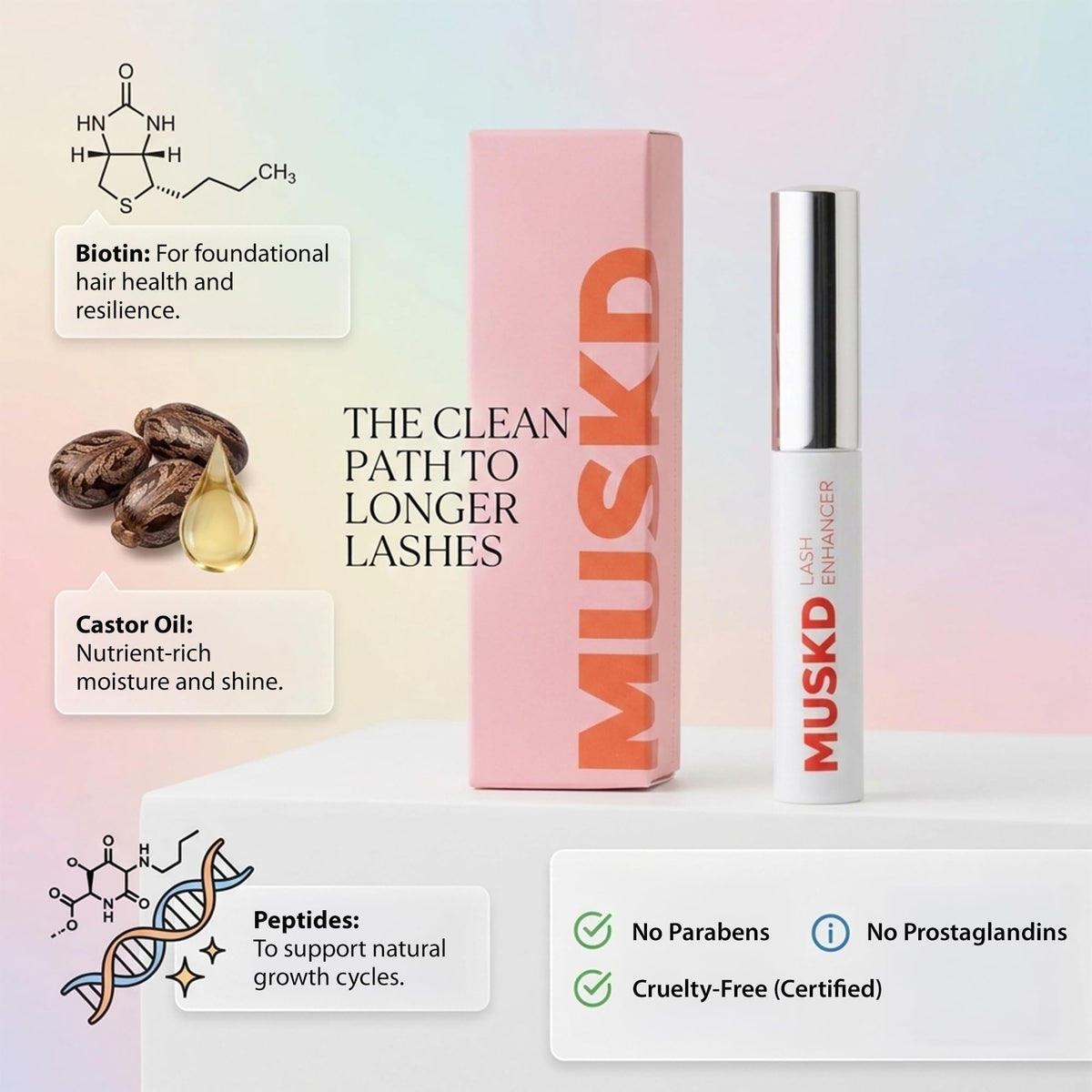 Close-up of MUSKD ingredients concept, emphasizing botanicals for gentle nourishment
