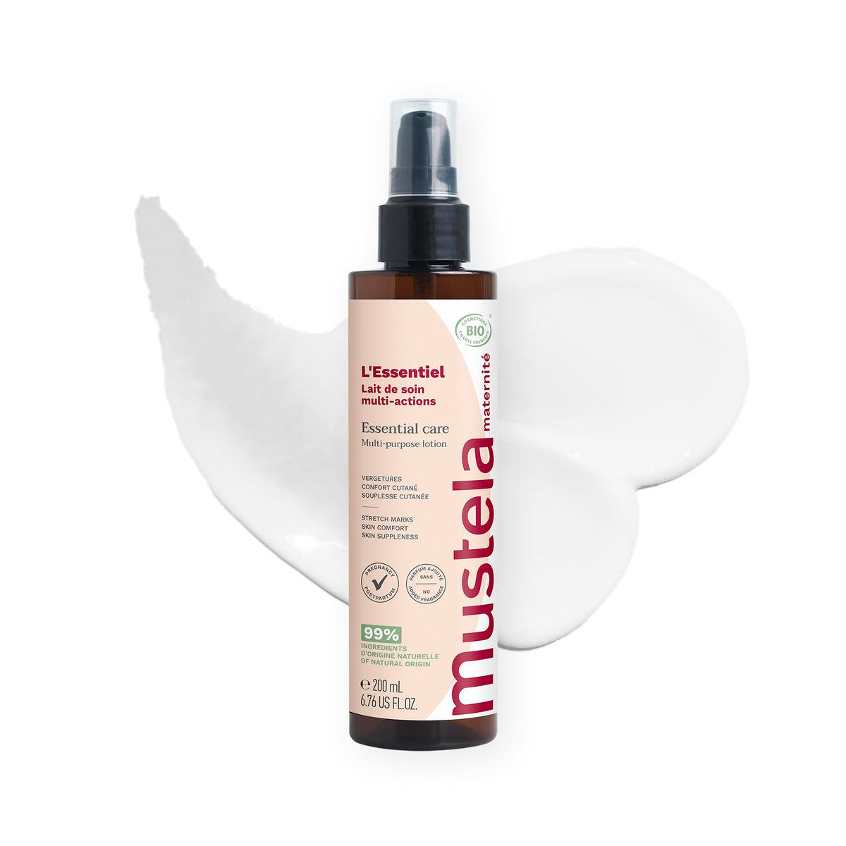 Mustela Certified Organic Multi-Purpose Lotion belly hydration for growing skin during pregnancy.