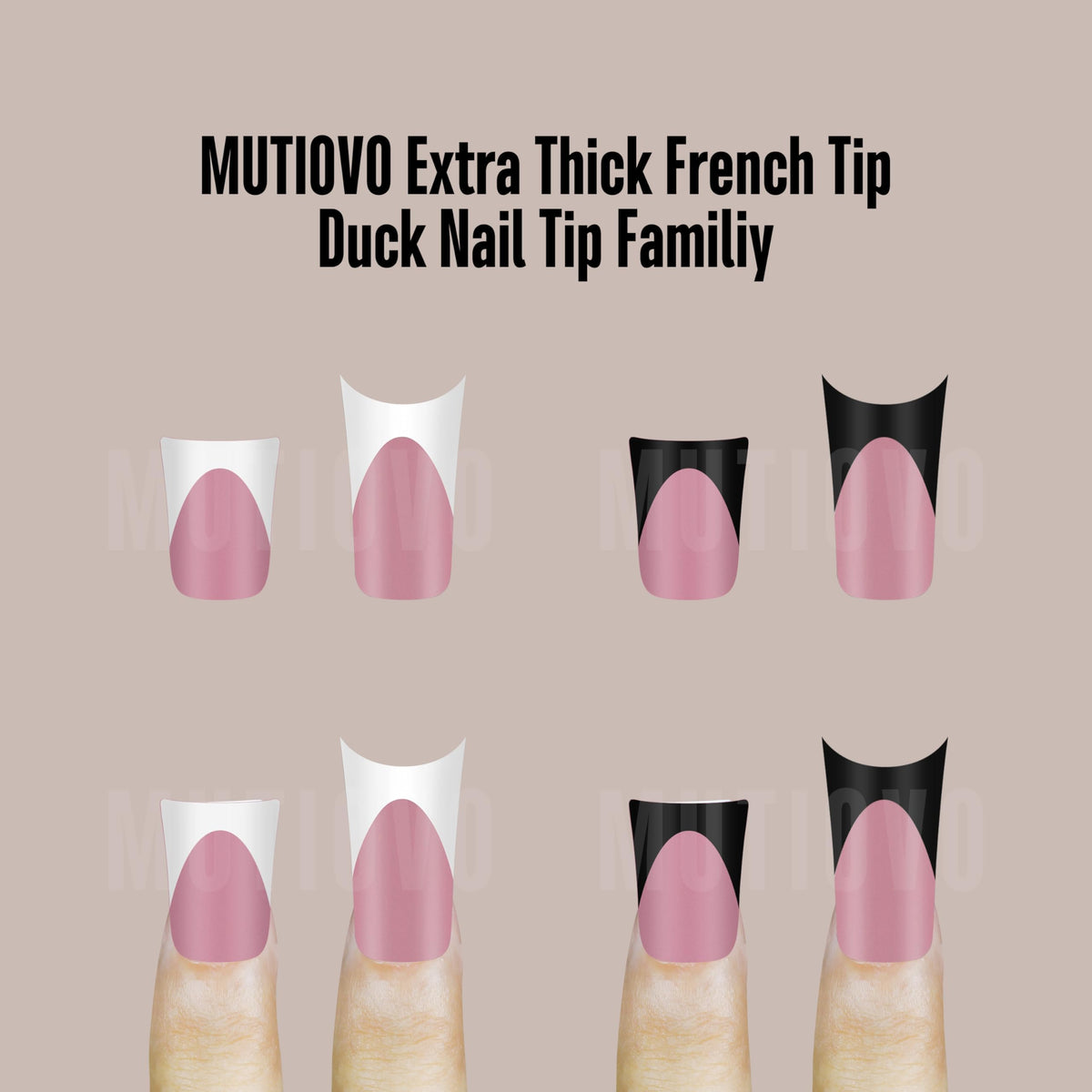 MUTIOVO berry pink extra thick med-long nails for bold tips.