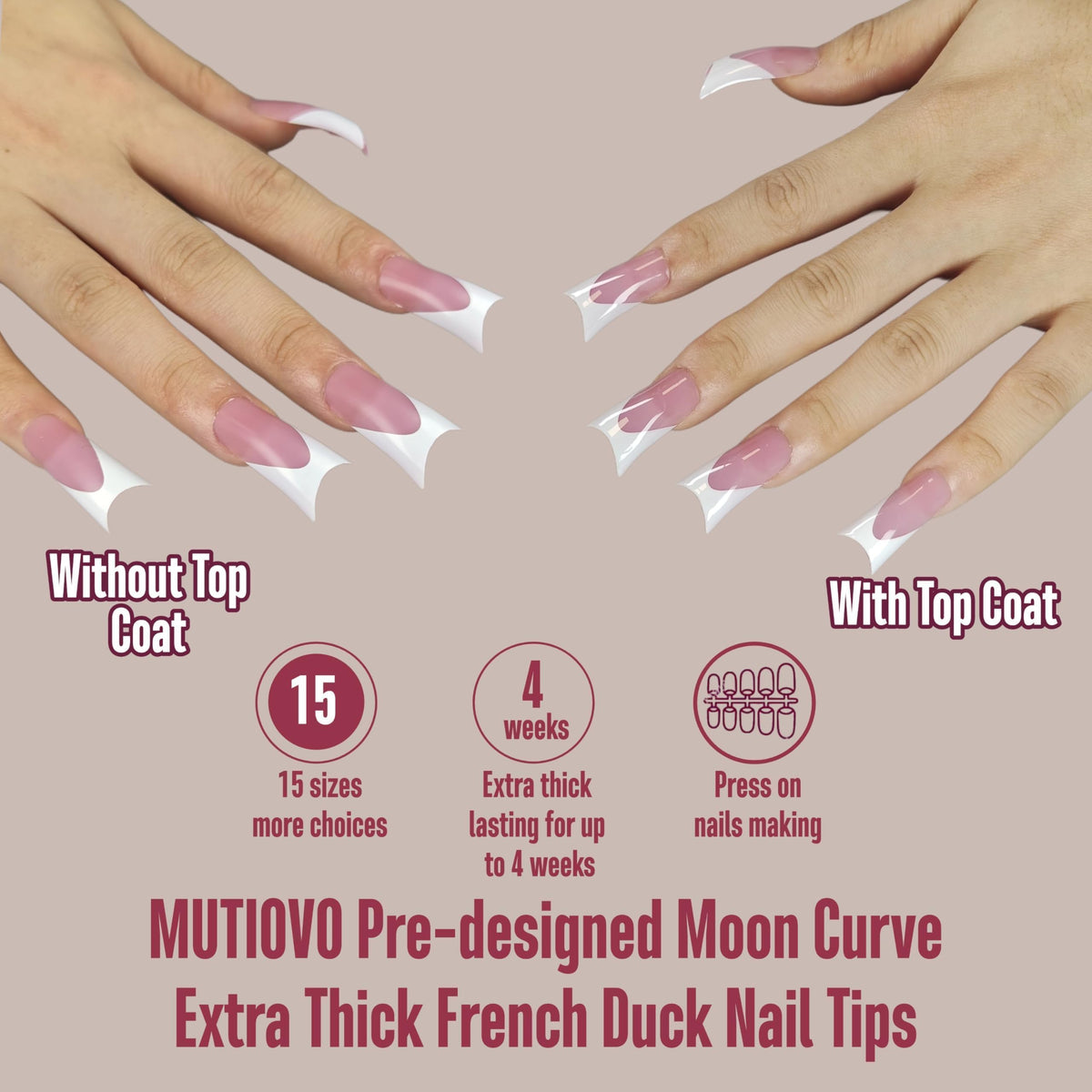 MUTIOVO moon-curve duck nail tips reduce filing and speed up nail art.