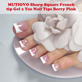 MUTIOVO Berry Pink tips applied on nail for DIY French tip.