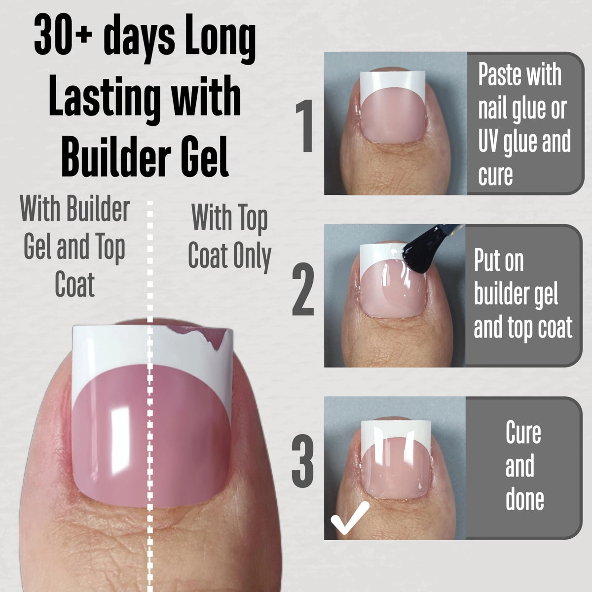 MUTIOVO Baby Pink soft gel toe tips with pre-applied primer.