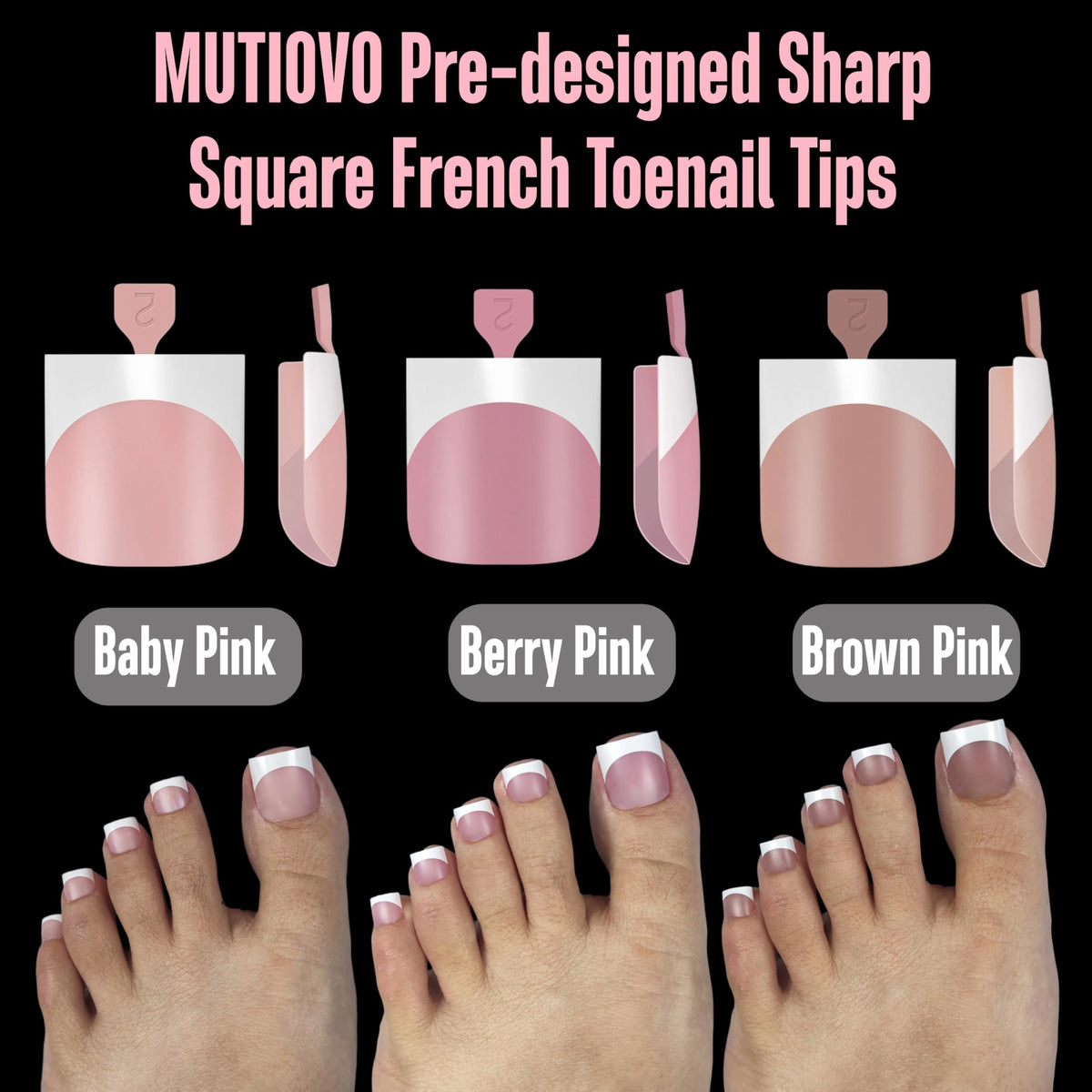 MUTIOVO Full cover toe tips compatible with gel, glue, or builder gel.