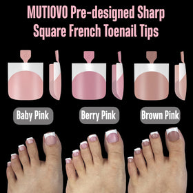 MUTIOVO Full cover toe tips compatible with gel, glue, or builder gel.