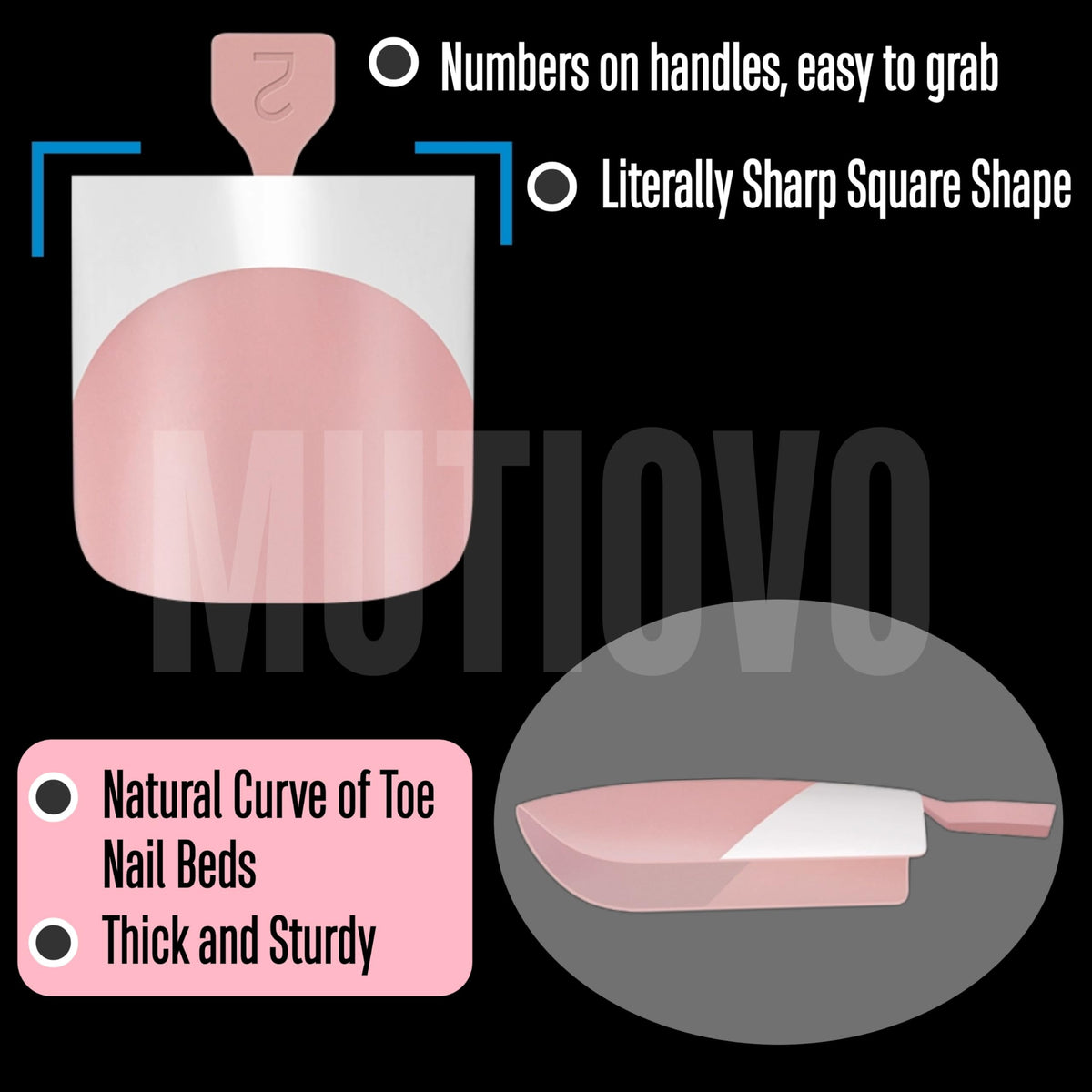 MUTIOVO Pre-applied tip primer and base coat for easy DIY pedicures.