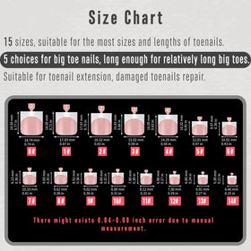 MUTIOVO 15-size toe tip range fits most toes for versatile extensions.