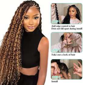 MUXFILLA boho knotless braids hair with natural highlight shade