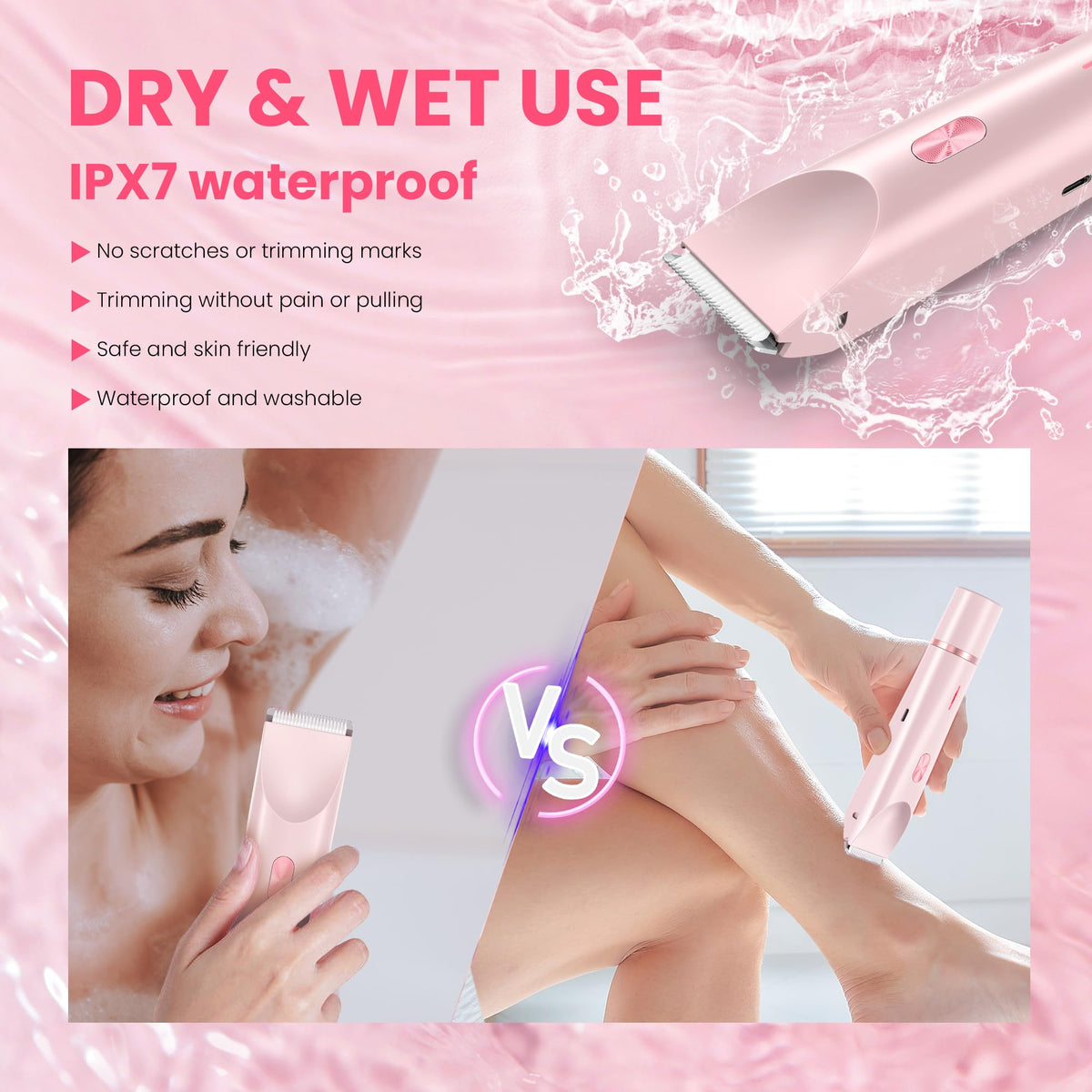 MUXUN IPX7 waterproof design simplifies cleaning and shower-use.