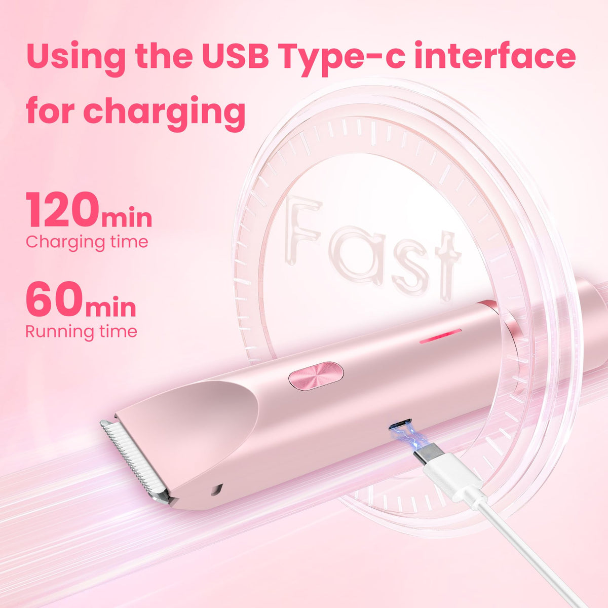 MUXUN USB-C fast charging powers a 60-minute cordless session.
