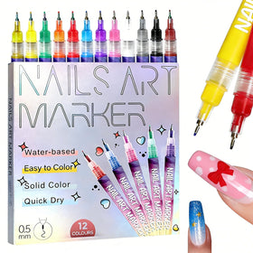 MUZAMOX 12-color nail art pens set for versatile nail designs.