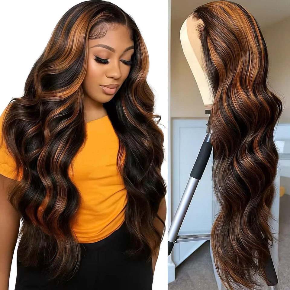 MUZOJET 1B/30 ombre balayage lace front wig with natural hairline for daily wear