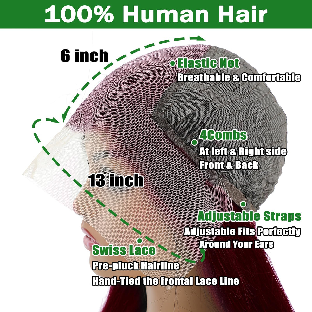 MUZOJET lace front wig 13x6 offers versatile parting and styling options