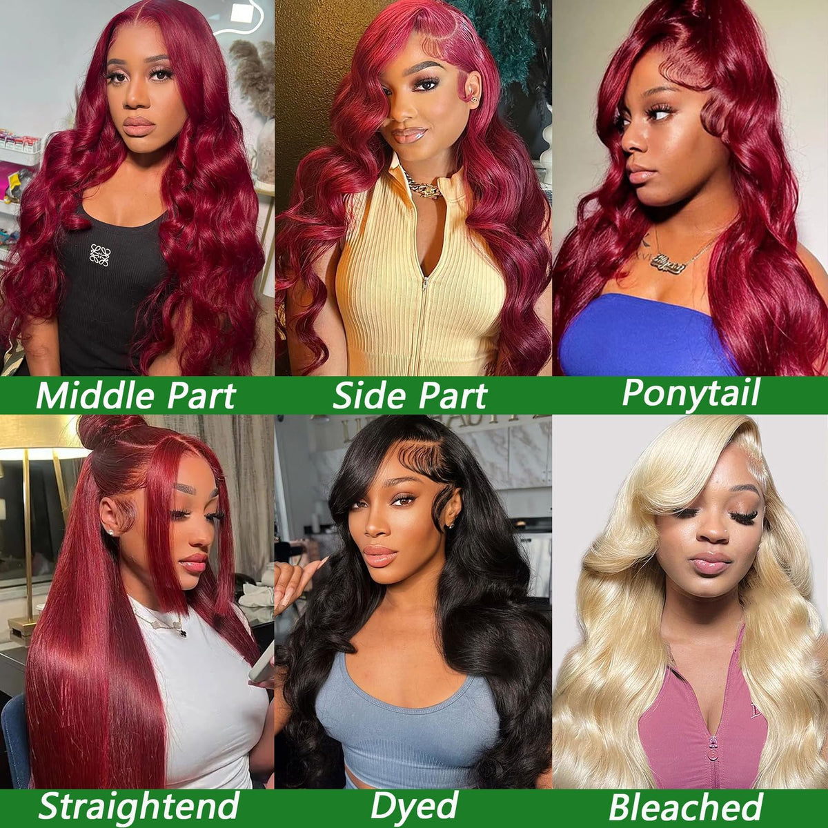 MUZOJET wine red lace front wig 26-inch length with full 180 density