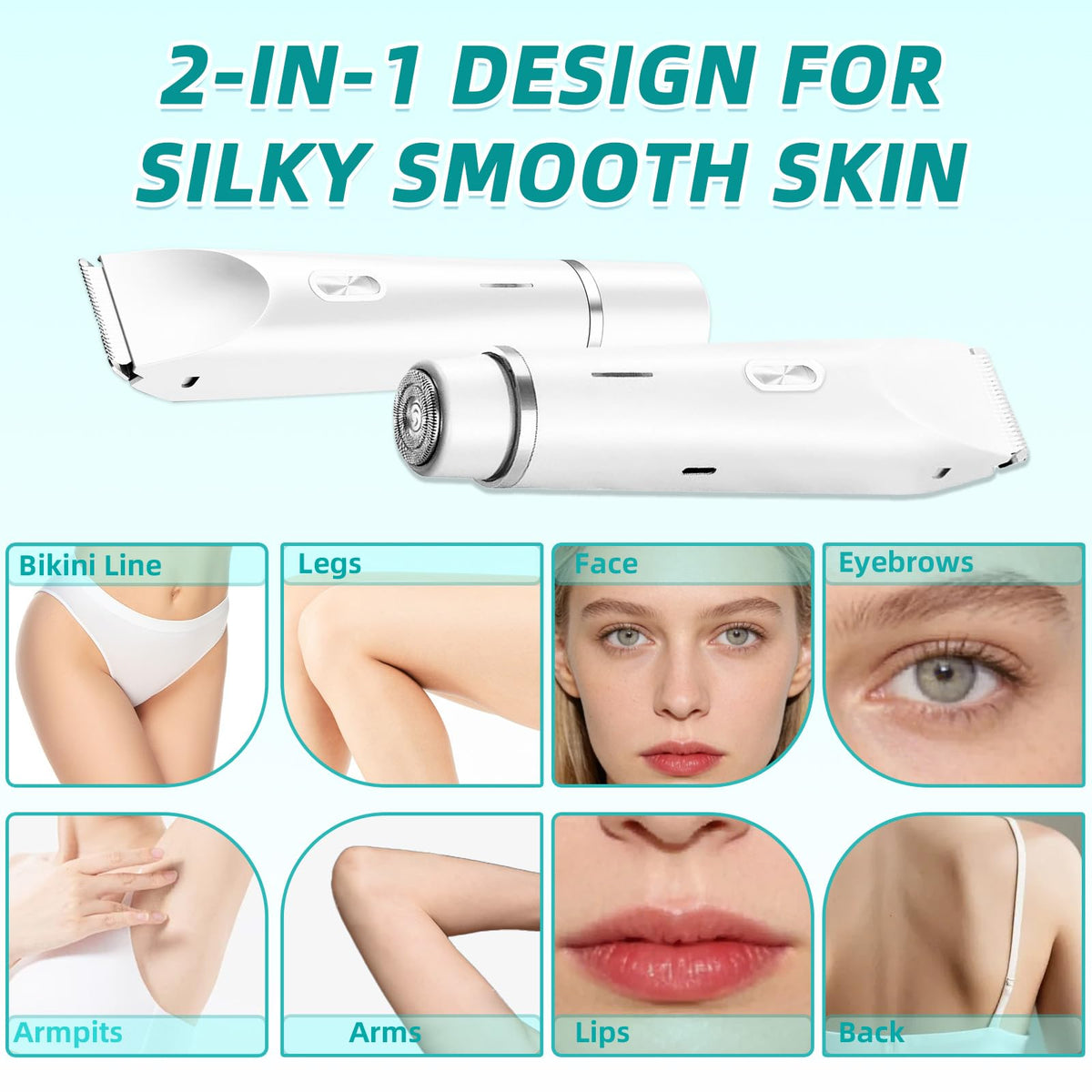 MWAKCM bikini trimmer ceramic blade detail for smooth shaving.