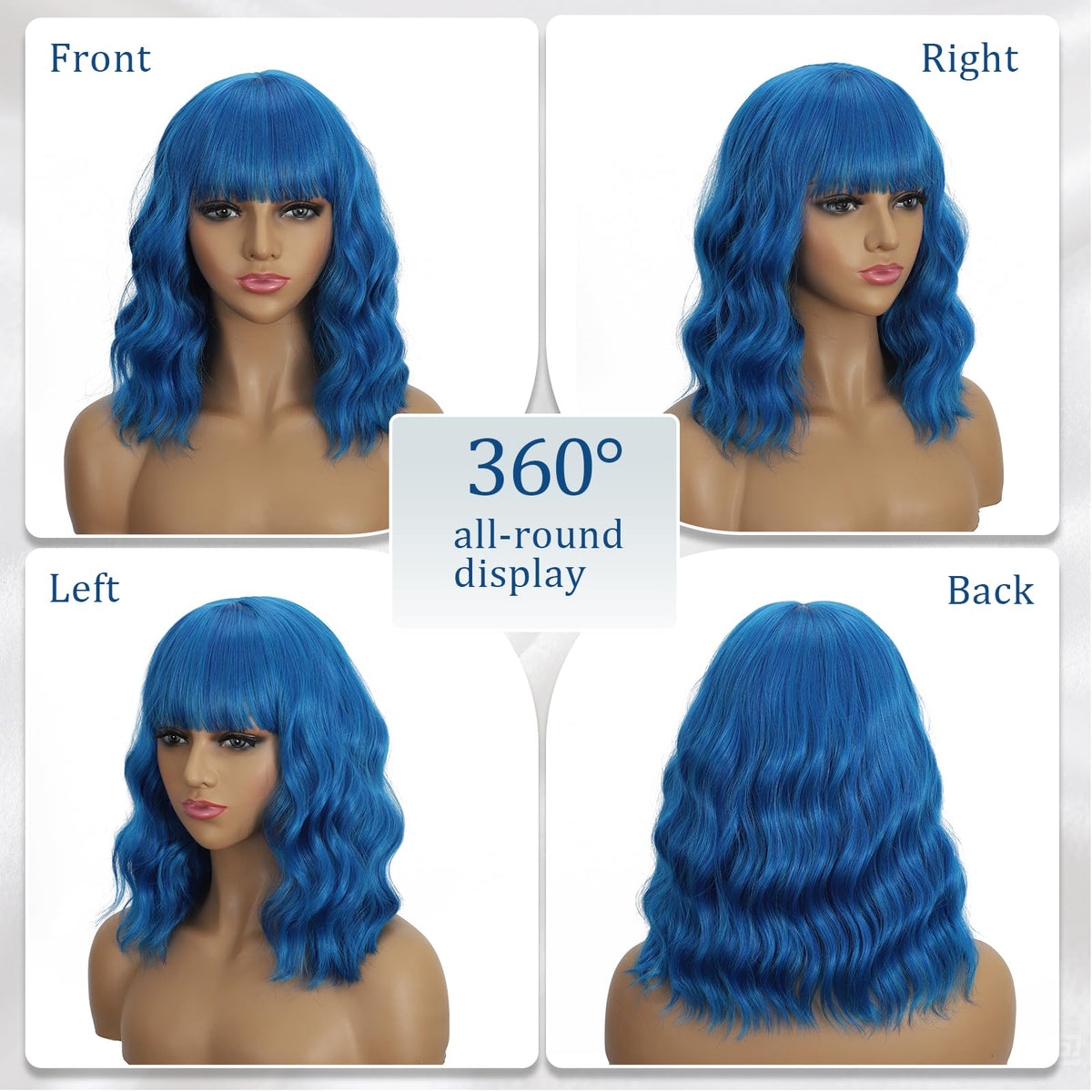 Mxayhnajxl blue wig texture looks fluffy and natural.