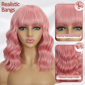 Mxayhnajxl curly pink wig with heat-resistant fibers for styling.