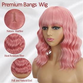 Mxayhnajxl shoulder-length, wavy bob wig for everyday wear.