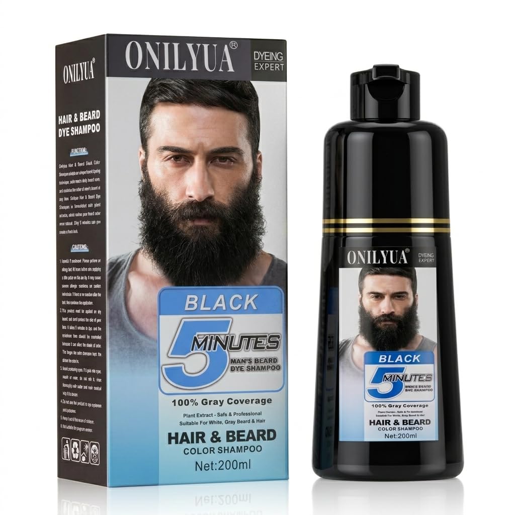 Mxvbaty beard dye shampoo 3in1 bottle pour shows easy, mess-free application