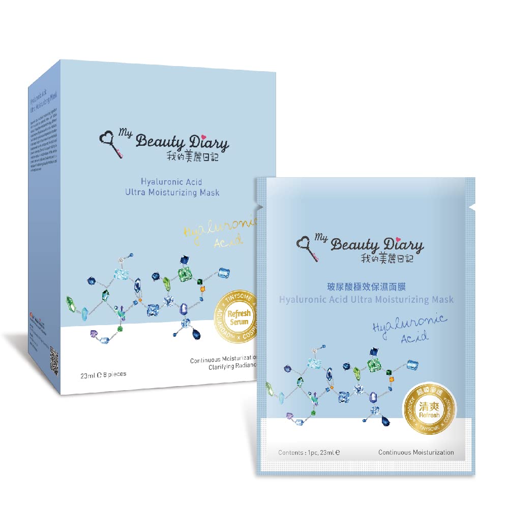 My Beauty Diary Hyaluronic Mask packaging close-up highlighting hydration features