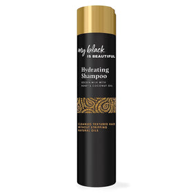 My Black Is Beautiful Hydrating Shampoo bottle pouring for curly moisture
