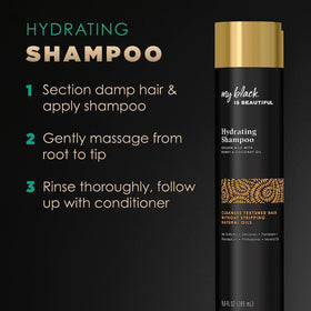 My Black Is Beautiful Hydrating Shampoo sectioned application for even cleansing