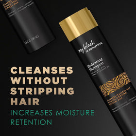 My Black Is Beautiful Hydrating Shampoo with turmeric and coconut oil boosts moisture