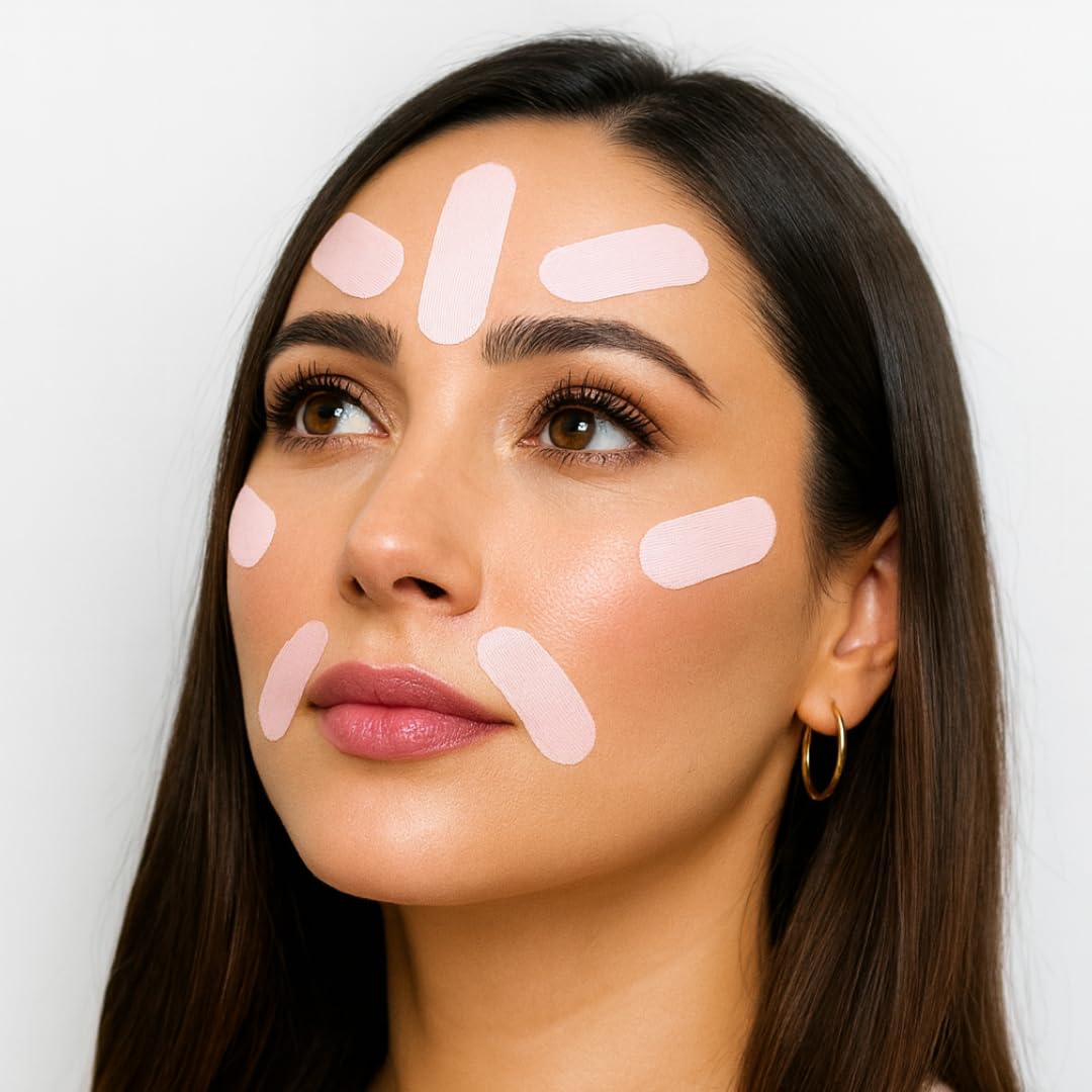 My Flexy Face Tape Strips on cheek area for comfortable contouring overnight.