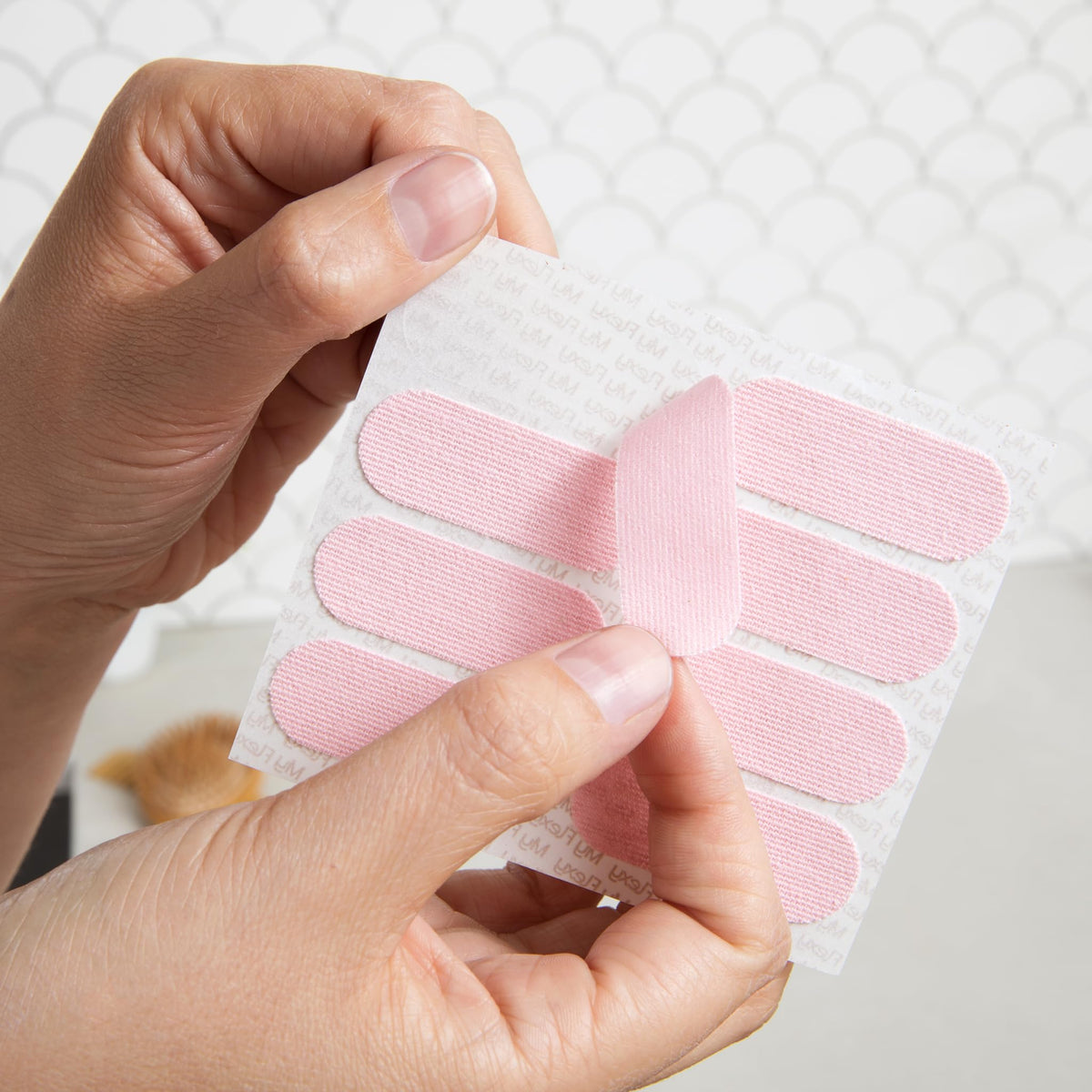 My Flexy Face Tape Strips close-up showing breathable cotton texture for comfortable wear overnight.