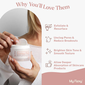 My Flexy multi-acid resurfacing formula highlights clearer pores and even texture.