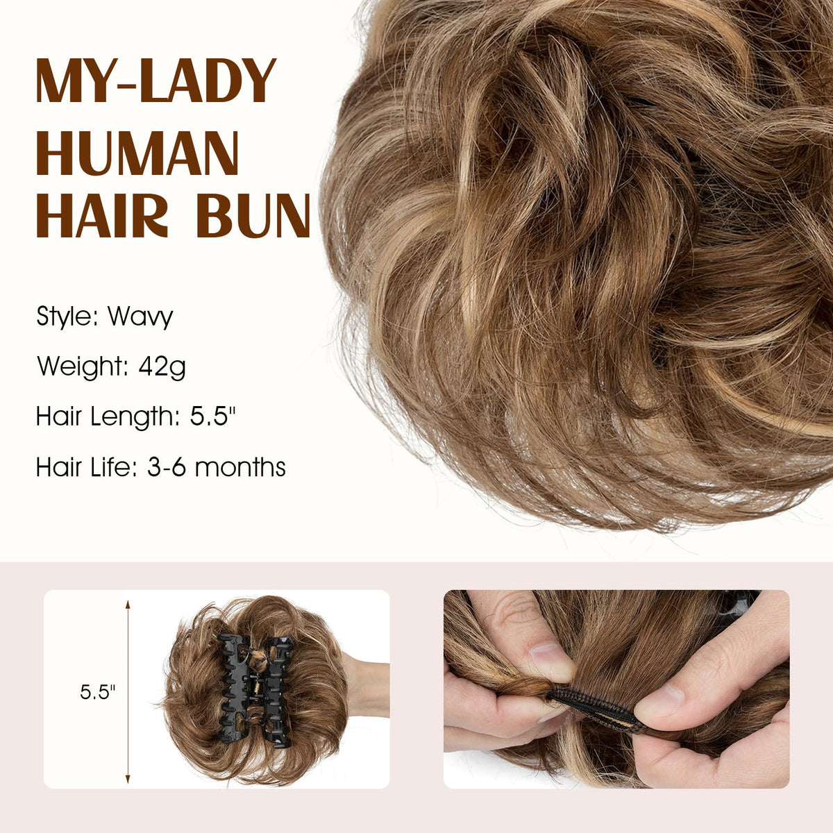 MY-LADY donut-chignon extension adds effortless updo styling.