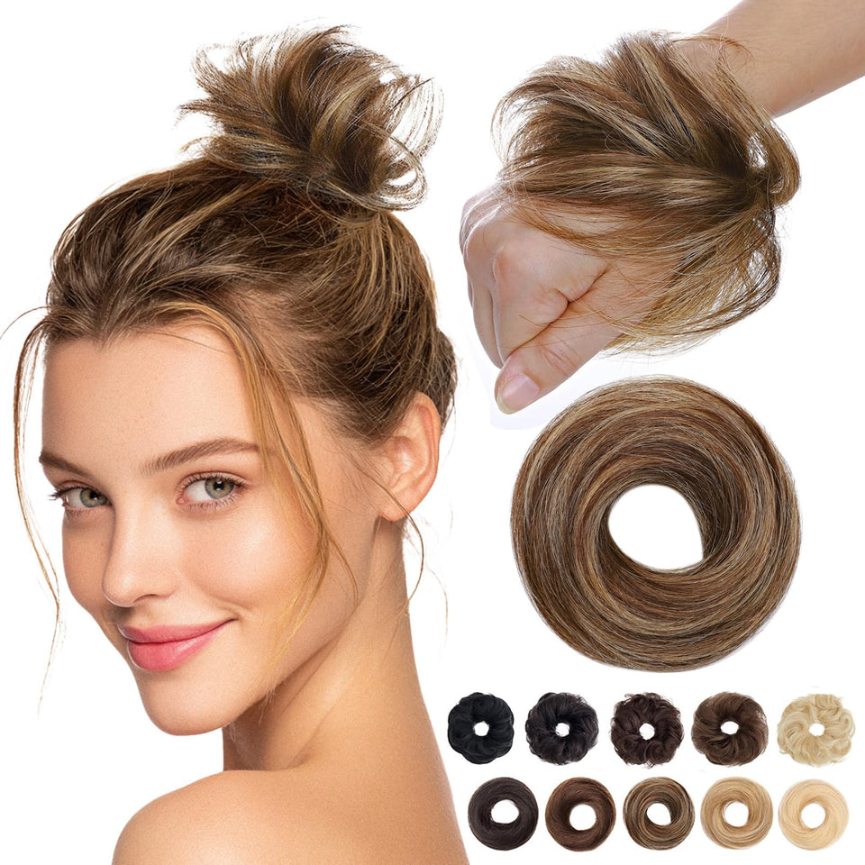MY-LADY messy bun hair piece closeup shows natural blend and real human hair texture for effortless styling.