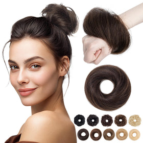 MY-LADY messy bun piece, straight hair blends naturally for daily wear.