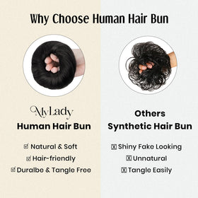 MY-LADY messy bun ponytail extension demo shows versatile styling options