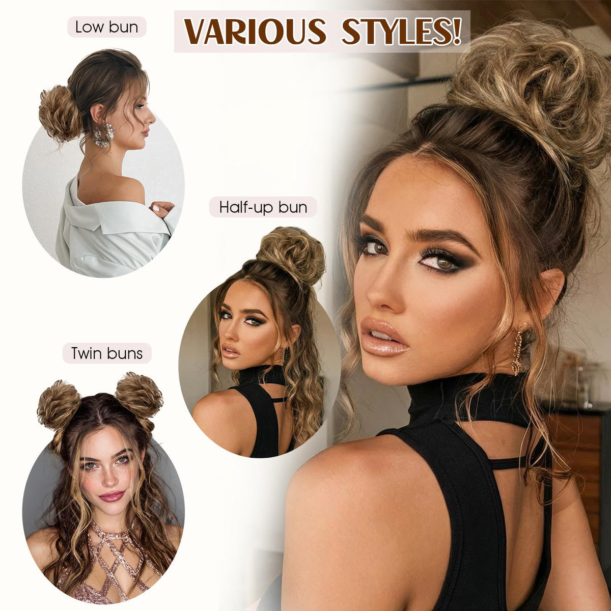 MY-LADY real-hair bun accessory ideal for events and parties.