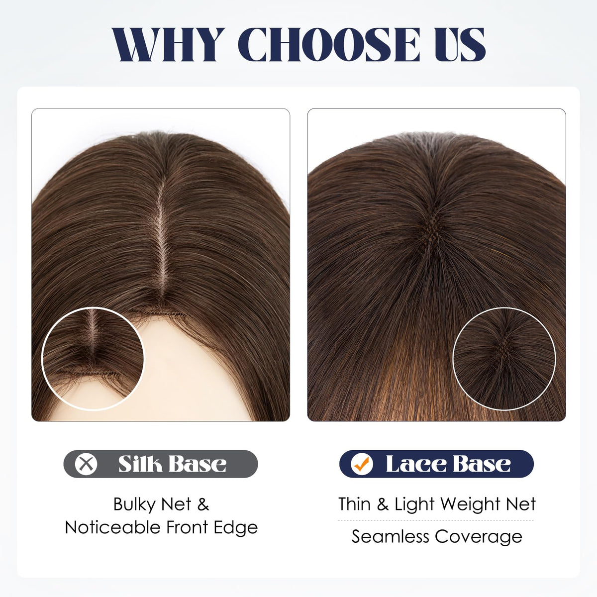 MY-LADY Remy hair topper in dark brown for versatile styling