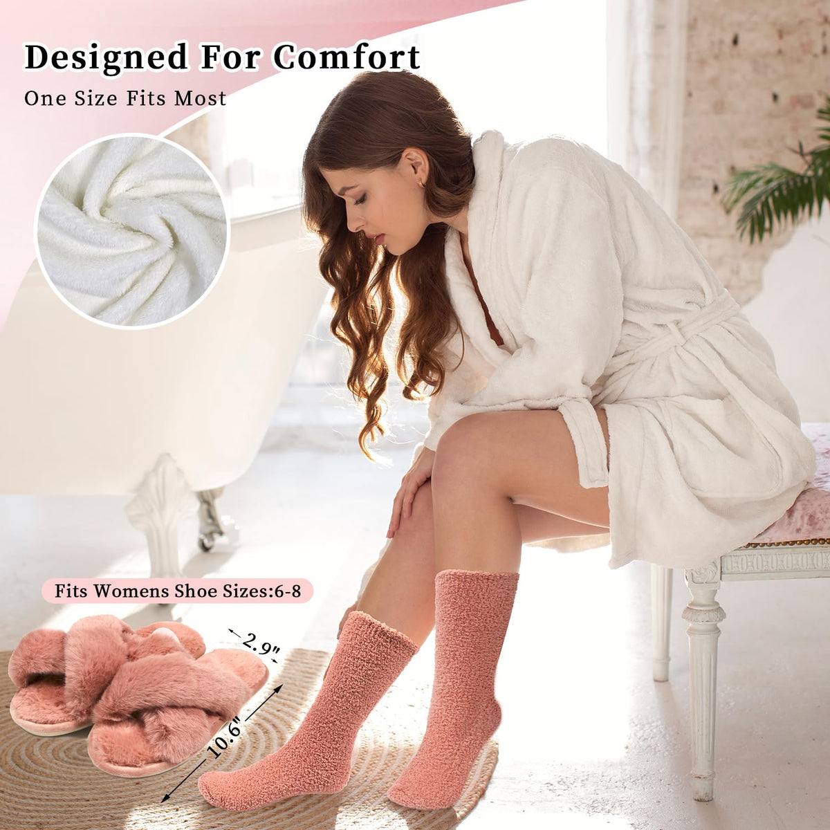 My Novel Things fluffy socks red, plush warmth for cozy mornings.