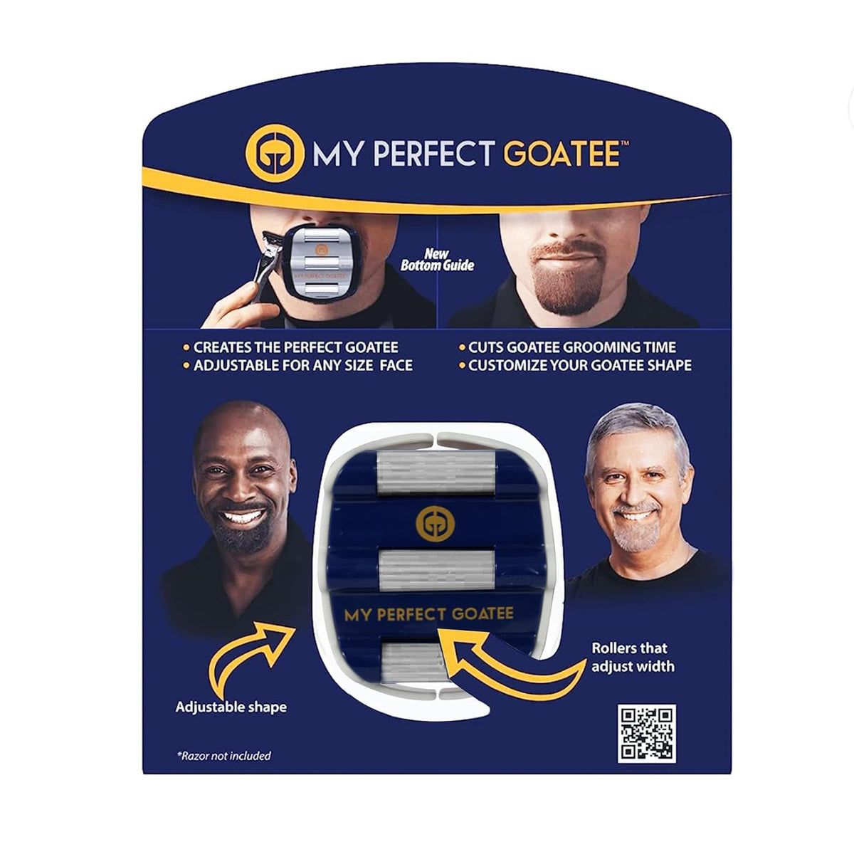My Perfect Goatee goatee shaper template front view with precise guides for symmetry.