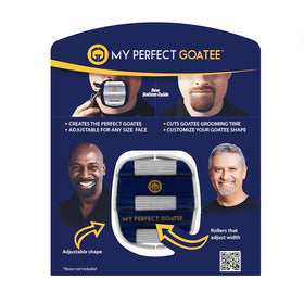 My Perfect Goatee goatee shaper template front view with precise guides for symmetry.