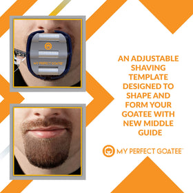 My Perfect Goatee goatee shaper template in-use action shows stable trimming guidance.