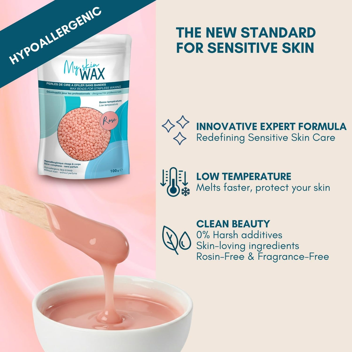 My Skin WAX hypoallergenic rosin-free formula reduces irritation