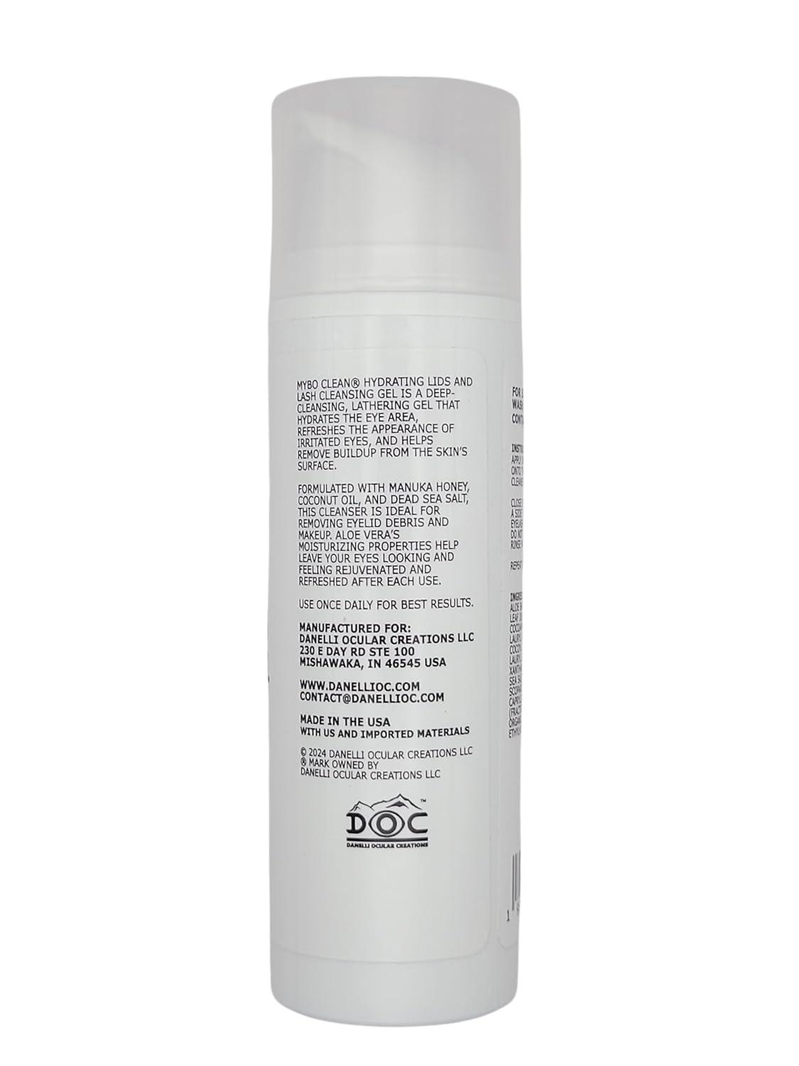 Myboclean airless pump bottle closeup shows easy, mess-free application.