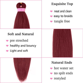 Mychanson Burgundy braiding hair six pack 26inch ready for quick protective styles