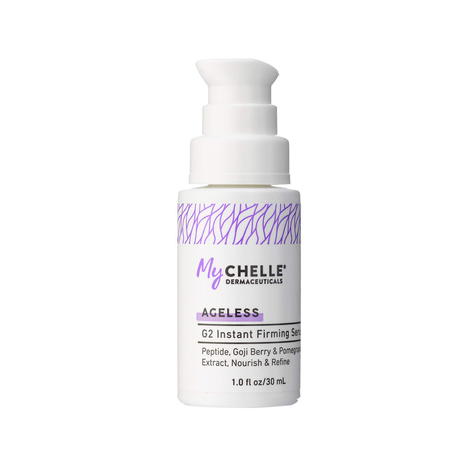 MyCHELLE G2 Instant Firming Serum bottle for easy daily use and refined skin.