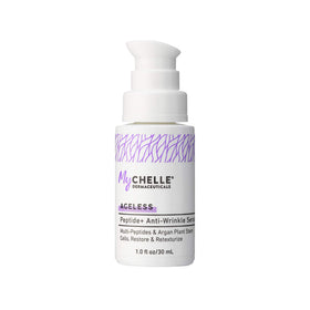 MyCHELLE Peptide+ Serum bottle closeup for daily anti-aging care.