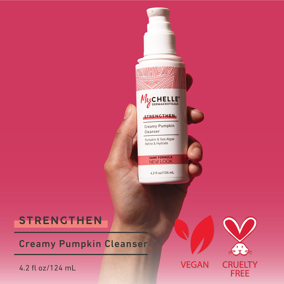 MyCHELLE Pumpkin Cleanser ingredients label highlights pumpkin seed oil and cloudberry extract for nourishment