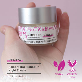 MyChelle Remarkable Retinal Night Cream cap closeup showing premium night-care formula