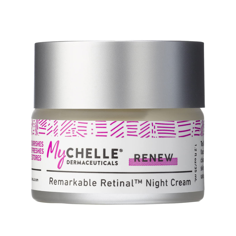 MyChelle Remarkable Retinal Night Cream jar closeup highlighting rich overnight hydration