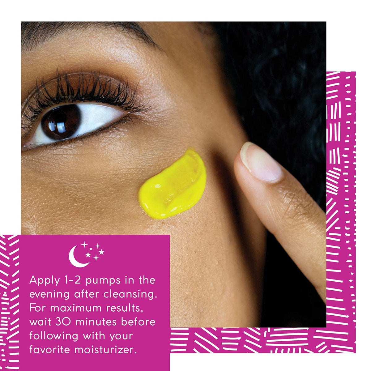 Nightly skincare routine with MyChelle retinal serum.