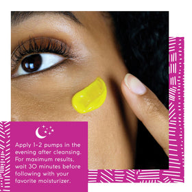 Nightly skincare routine with MyChelle retinal serum.