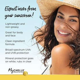MyChelle Sun Shield Clear Spray pump-dispense scene showing easy application.